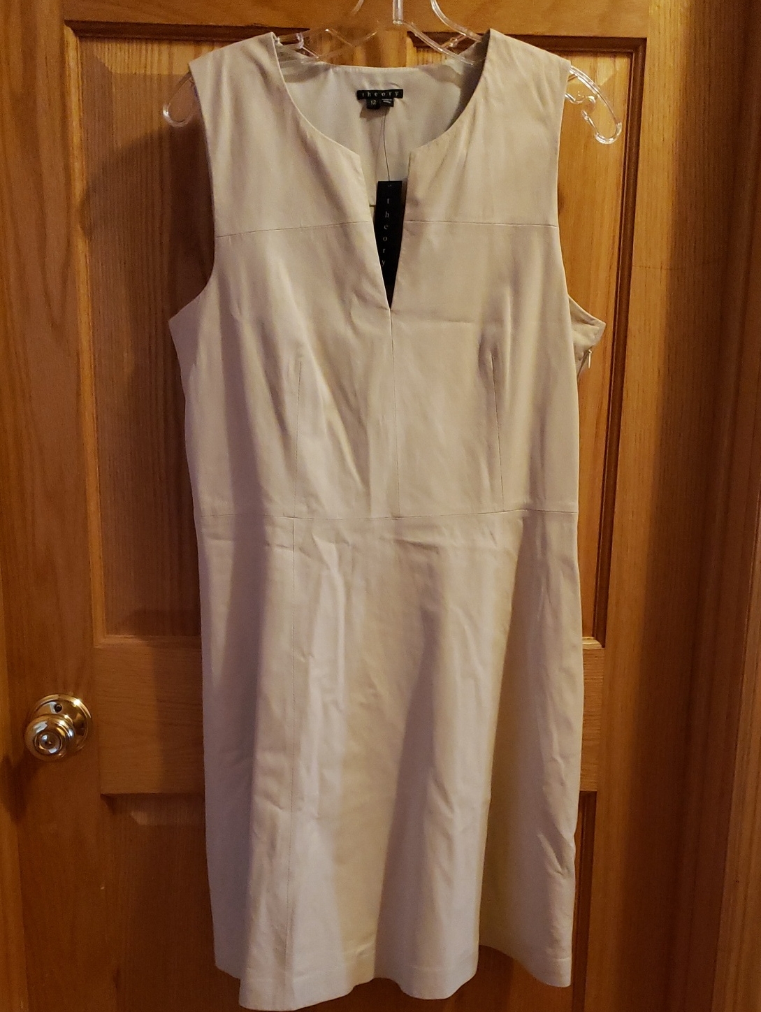 Theory Beige Sleeveless Light Leather Dress
